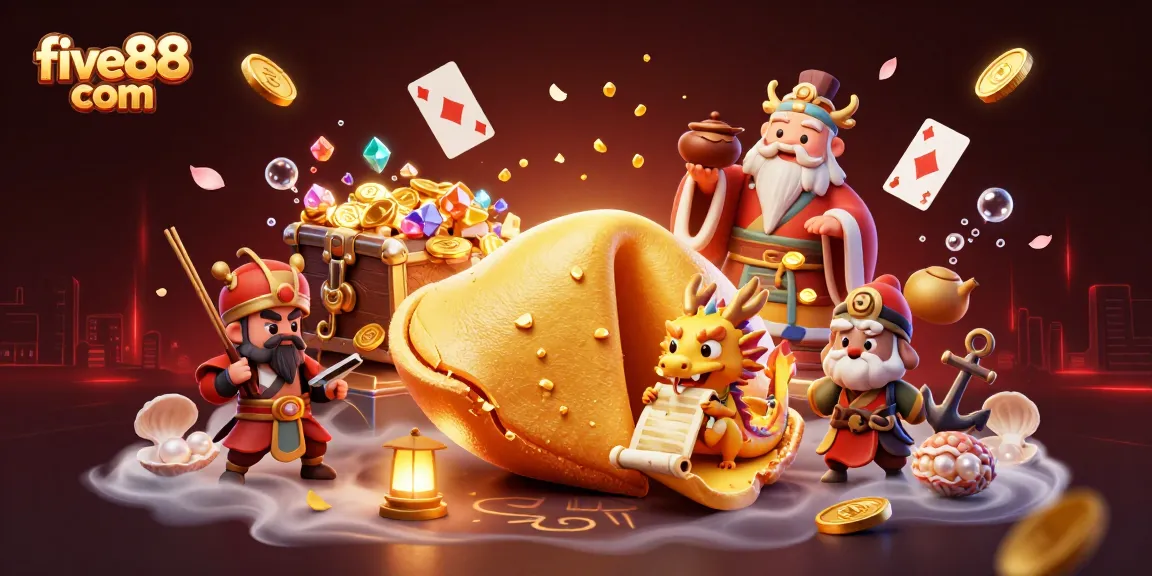 Experience thrilling gameplay at five88 com with a vibrant 3D casino illustration filled with fortune and adventure.