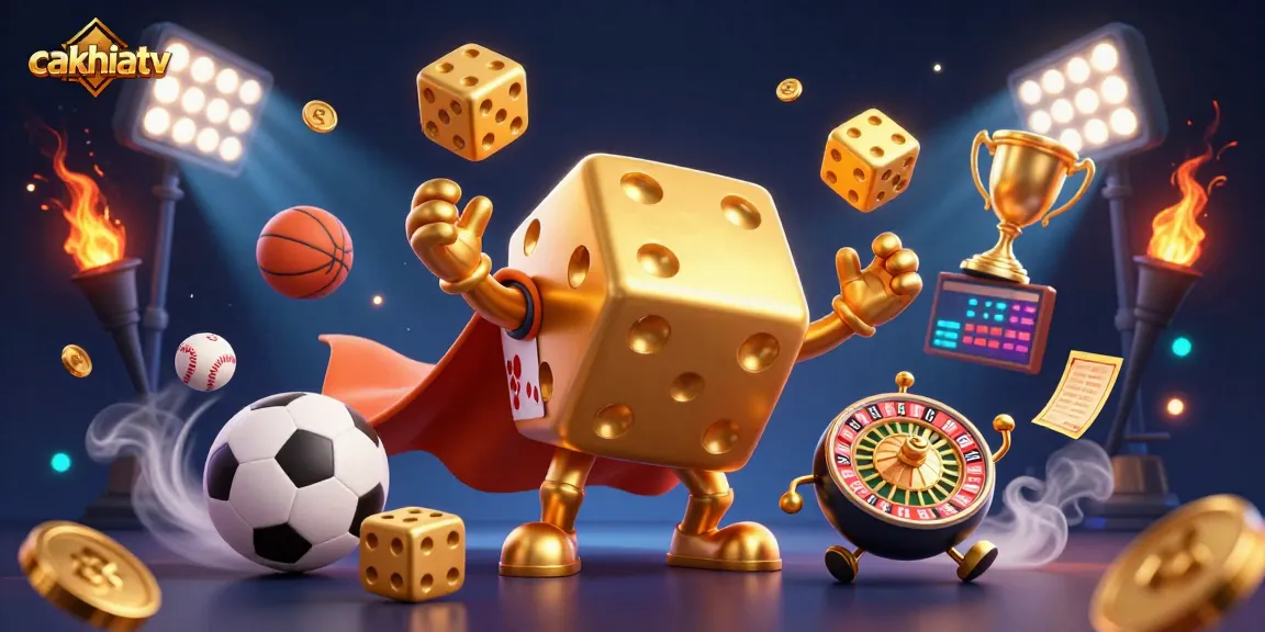 Experience cakhiatv's vibrant sports betting atmosphere with energetic characters and dynamic elements.