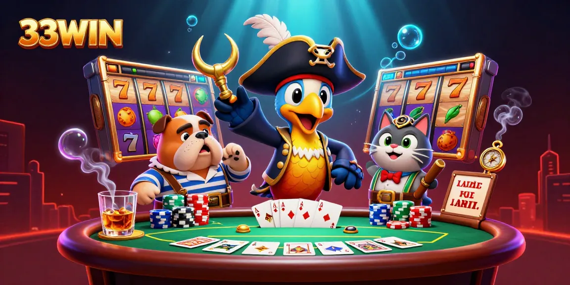 Engaging scene of pirates enjoying jackpot games at 33WIN online casino with vibrant elements