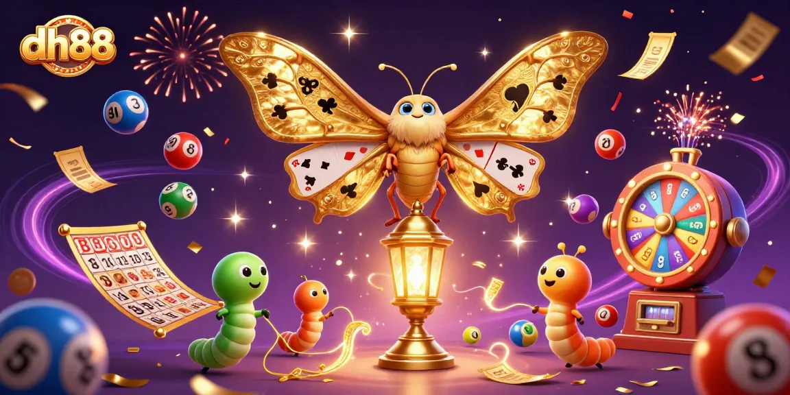 Experience vibrant gaming action at dh88 with lottery balls, golden tickets, and magical elements.