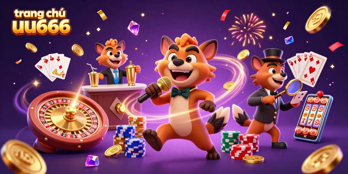 Experience fun at trang chủ uu666 with a vibrant 3D cartoon casino scene filled with excitement and energy.