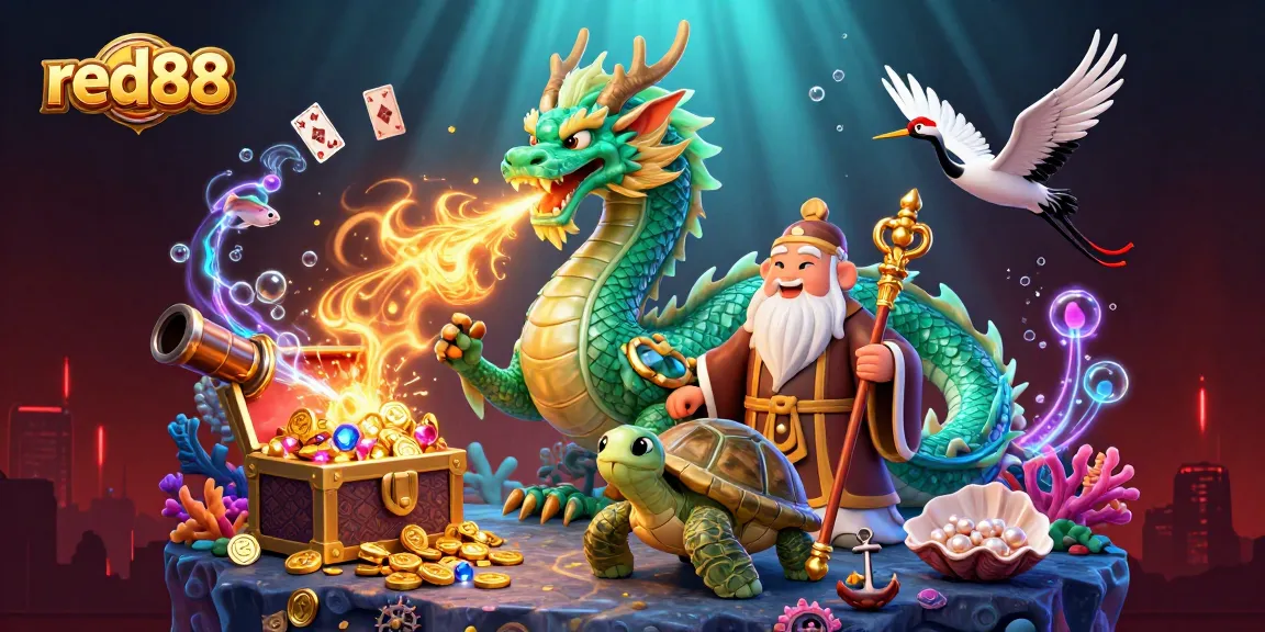 Engage with dynamic red88 themed casino adventure featuring a jade dragon and treasures.