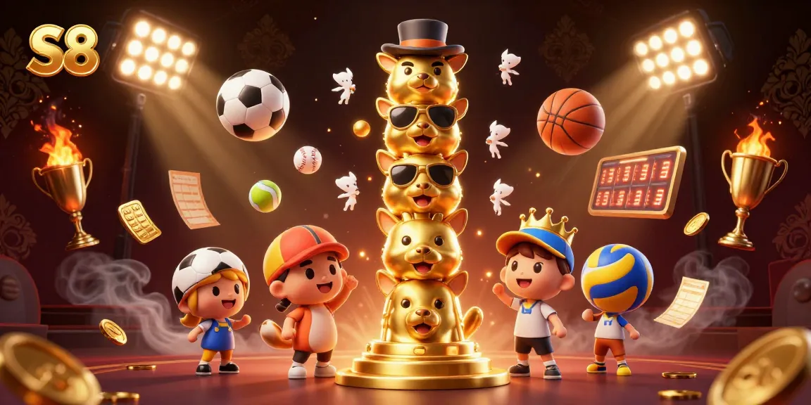 S8 offers vibrant casino gaming experience with dynamic sports elements and a cheerful golden totem in action