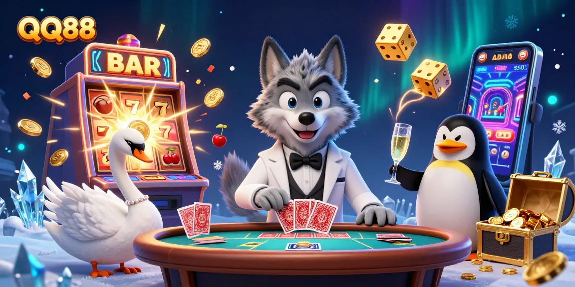 Experience the excitement of QQ88 with lively casino characters and dynamic gaming elements.