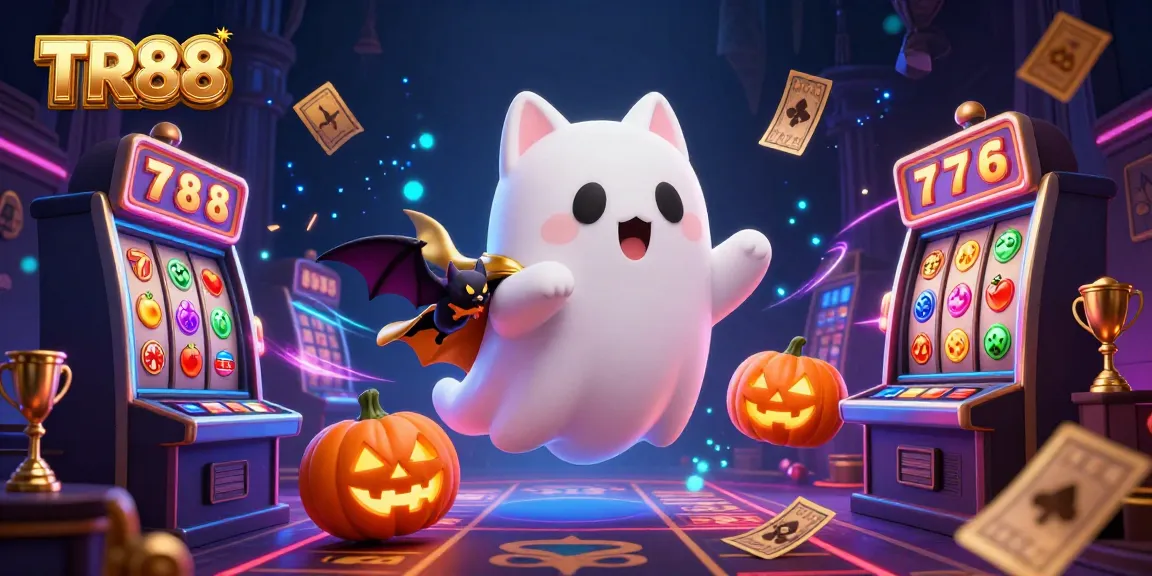 Engage with the thrilling atmosphere of TR88 as a ghost cat and vampire bat explore a haunted casino.