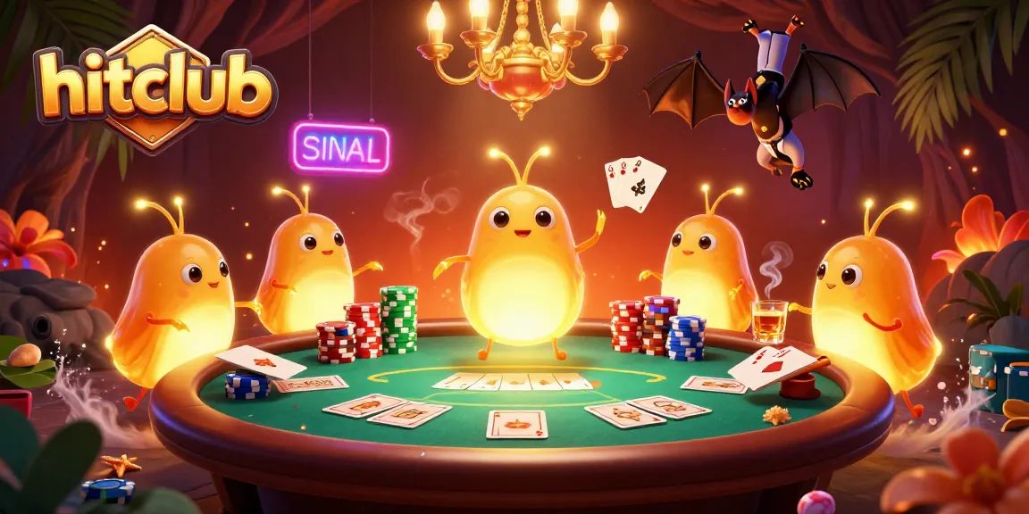Hitclub poker scene vibrant with glowworms enhancing the gaming experience.